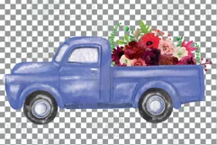 Floral watercolor pickup truck clip art, bridal decoration. Product Image 5