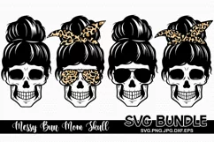 Messy bun Mom skull Bandana Mom Life svg, Messy Bun Product Image 1