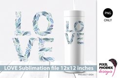 Blue Love Floral Sublimation Design or Waterslide file Product Image 3