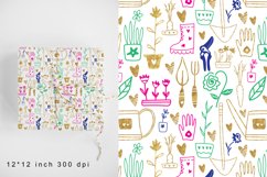 Gardening Digital Paper.Spring Garden Seamless Pattern Product Image 1