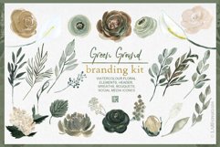 Green ground. Watercolor flowers Product Image 3