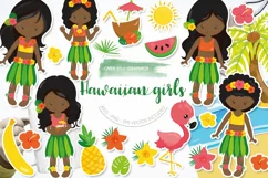 African American Hawaiian Luau Girls graphics - vectors Product Image 1