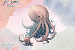 Mom&amp;Baby Fantasy Creature Watercolor Clipart - 10 Variations Product Image 10