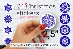 Christmas Stickers. Snowflake Stickers. Snowflake SVG Labels Product Image 1