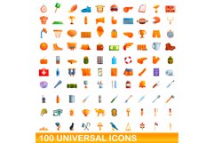 100 universal icons set, cartoon style Product Image 1