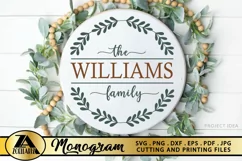 Family Monogram SVG Family Name SVG Farmhouse Wreath SVG Product Image 2