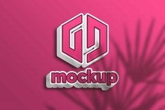 Pink 3D Logo Mockup With Leaves Shadow Effects Product Image 1