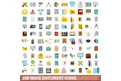 100 make document icons set, flat style Product Image 1