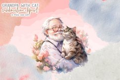 Grandpa with Cat Watercolor Sublimation Product Image 9