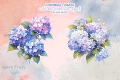 Hydrangea Flowers Watercolor Sublimation Clipart Product Image 9