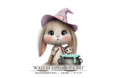 Cute Witch Bunny Clipart PNG Product Image 1