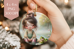 Girl with Frog Pond Scene PNG Product Image 1