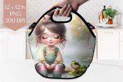 Frog &amp; Girl by the Pond Lunch Bag PNG Product Image 1