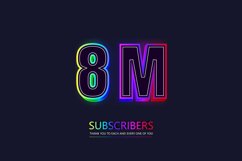 8M subscribers celebration template Neon Sign Text Effect Product Image 1