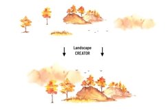 Fall Forest Landscape Creator. Watercolor clipart PNG Product Image 4