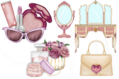 Beauty Makeup Clipart, Glam Girl Spa Graphics, Cosmetics PNG Product Image 8