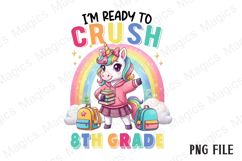 8TH Back to School Unicorn Sublimation Product Image 1