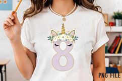 8th Birthday Girl Unicorn Number Clipart Product Image 2