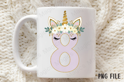 8th Birthday Girl Unicorn Number Clipart Product Image 3