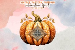 Vintage Pattern Pumpkin Sublimation Clipart Product Image 9