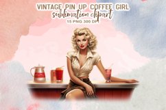 Vintage Pin-Up Coffee Girl Sublimation Clipart Product Image 9