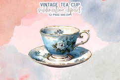 Vintage Tea Cup Sublimation Clipart Product Image 9