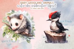 Watercolor Baby Woodland Animals Sublimation Clipart Product Image 10