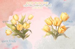 Watercolor Butter Yellow Tulips Sublimation Cliparts Product Image 9