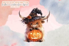 Watercolor Halloween Highland Cow Sublimation Clipart Product Image 9