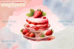 Watercolor Strawberries Desserts Sublimation Clipart Product Image 9