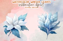 Watercolor Winter Leaves Sublmation Clipart Product Image 9