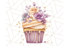 Cupcake Clipart with Florals and Pastel Frosting Png, Spring Product Image 5