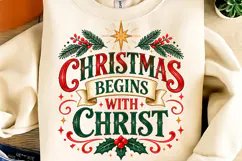 Christmas Begins With Christ PNG. Funny Christmas PNG Product Image 1