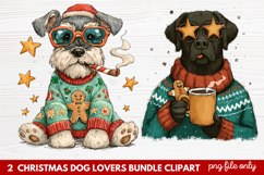 2 Christmas Dog Lovers Clipart | Festive Holiday Puppy PNG Product Image 1