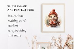 Cute Christmas Hedgehog Clipart, Hedgehog sublimation Product Image 3
