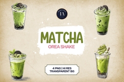 Matcha Oreo Shake Clipart Bundle 4 PNG Product Image 1