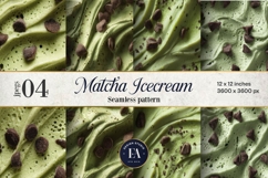 Matcha Ice Cream Pattern, Matcha Dessert Digital Paper Product Image 1