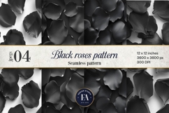 Black Rose Petals Pattern digital papers | Roses pattern Product Image 1