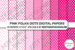 18 Pink Polka Dots Digital Papers Pink Dots Background Paper Product Image 1