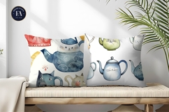 Cute Hand-Painted Teapots Watercolor Pattern Digital Paper Product Image 2