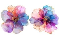 18 Abstract Watercolor Floral Clipart, Pink Purple Blue Gold Product Image 10
