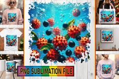Dazzling TSHIRT Sublimation PNG, 3D Fruits Product Image 1