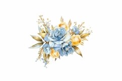 Blue and Gold Sparkling Roses clipart Product Image 9