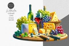 Wine and cheese, Party clipart, Picnic clipart Product Image 1