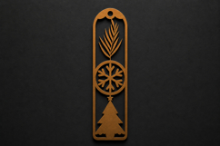 Pine Leaf and Snowflake Wooden Bookmark with Christmas Tree Product Image 1