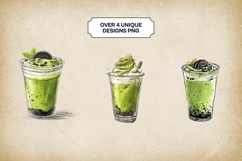 Matcha Oreo Shake Clipart Bundle 4 PNG Product Image 2