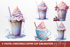 Pastel Christmas Coffee Cup Sublimation Clipart Product Image 1
