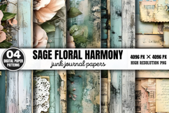 Sage Floral Harmony Junk Journal Bundle PNG Product Image 10