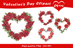 Red Rose Heart Floral Clipart PNG Product Image 1