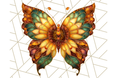 Stained Glass Butterfly and Sunflower PNG Clipart Product Image 5